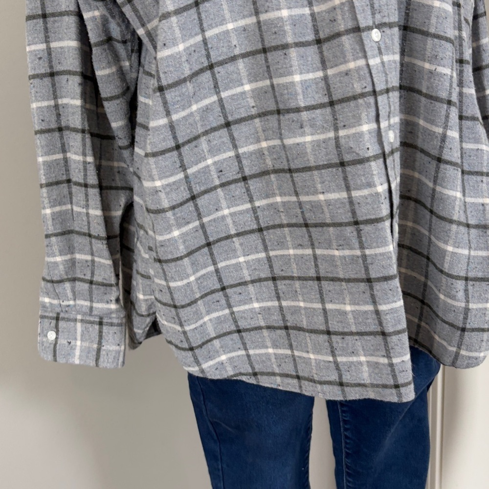 Frank and Eileen Joedy Flannel Grey Plaid Shirt Button Down Top Womens Sz XL - Picture 4 of 12